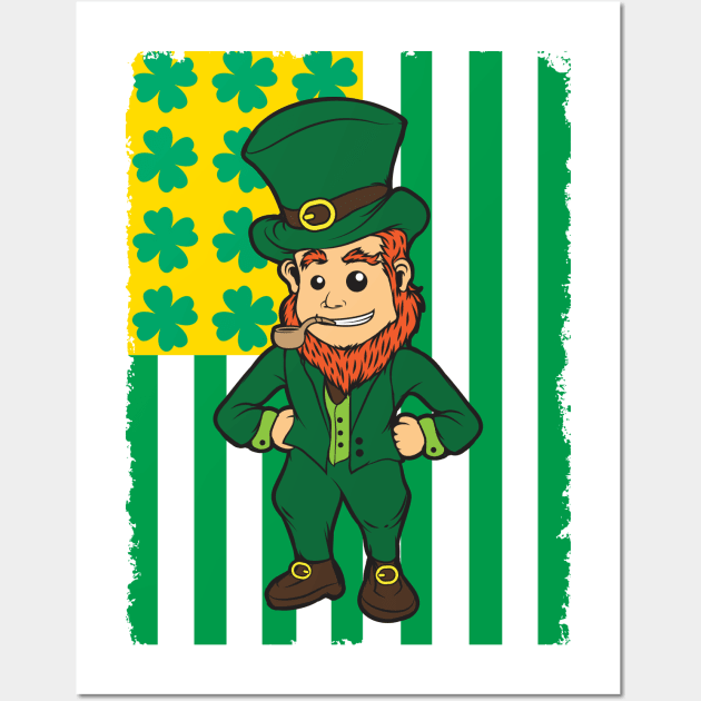 Irish American Leprechaun Flag Wall Art by AngelFlame